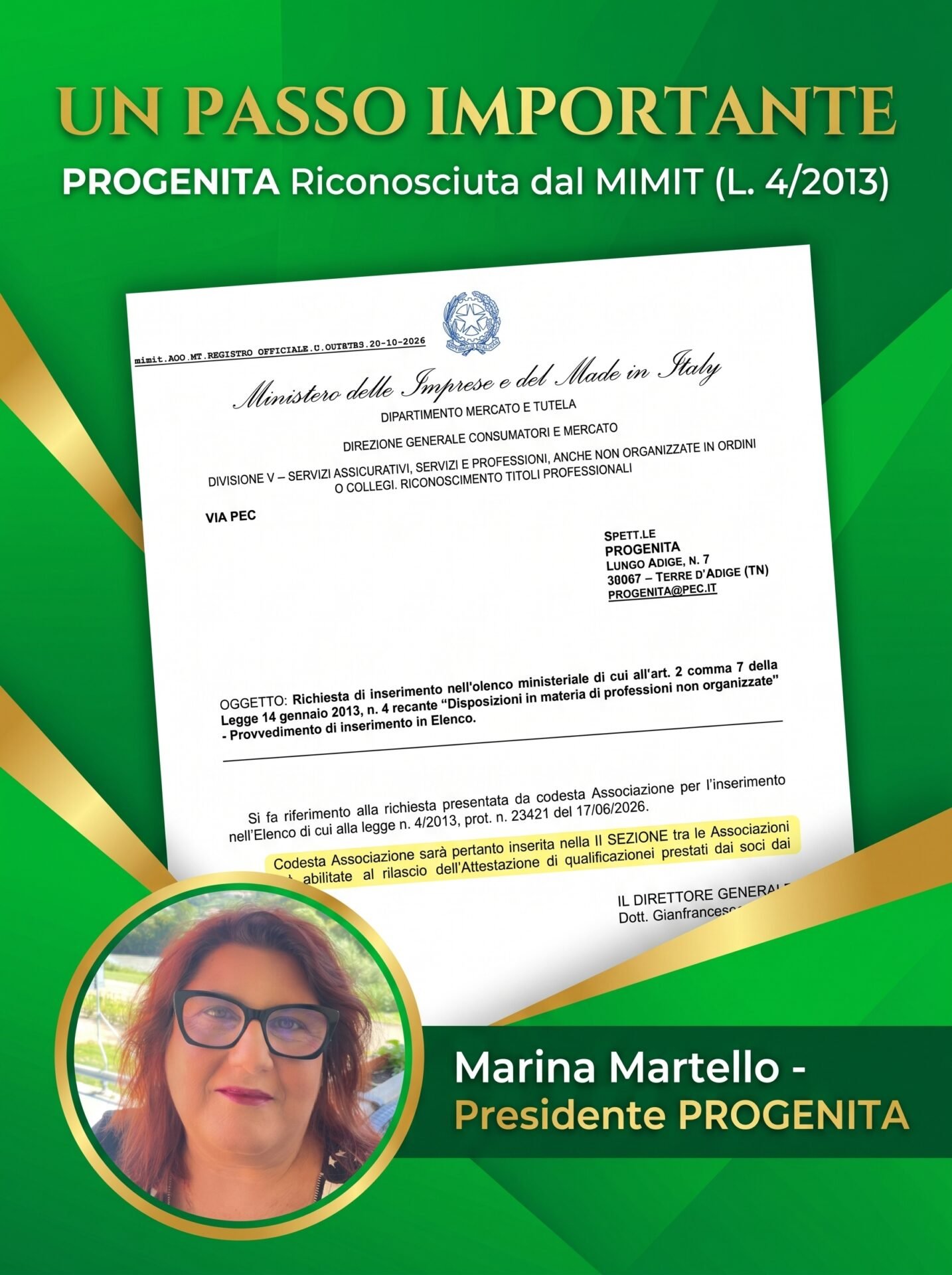 iscrizione progenita